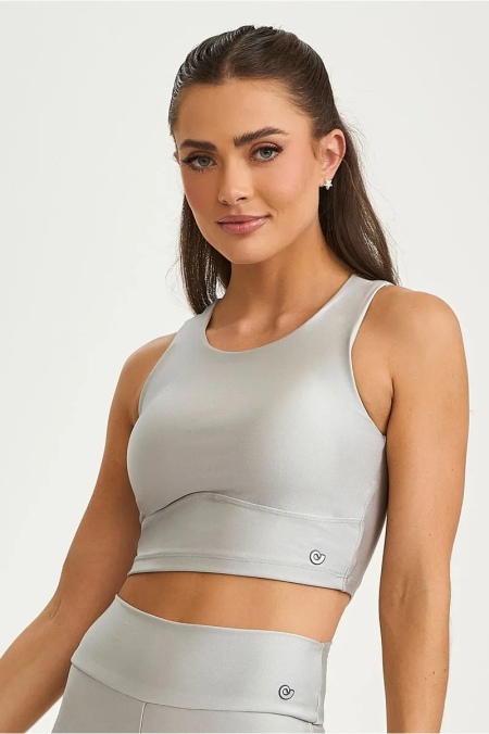 Top Cropped Adaptiv Trilobal Cinza Cromo